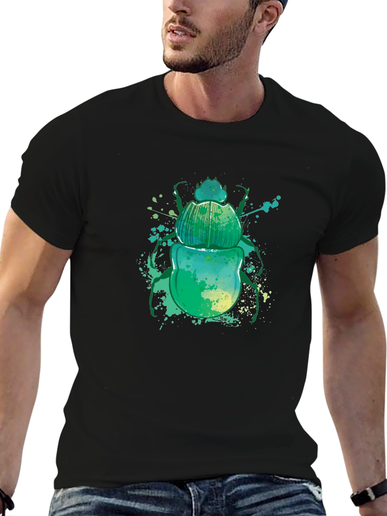 Scarab Beetle Graphic Tee - Mens Black T-Shirt