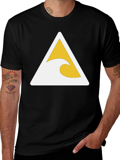 Black T-Shirt with Wave Triangle Graphic