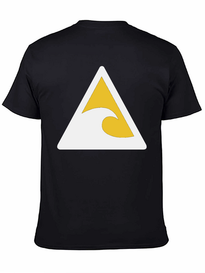 Black T-Shirt with Wave Triangle Graphic