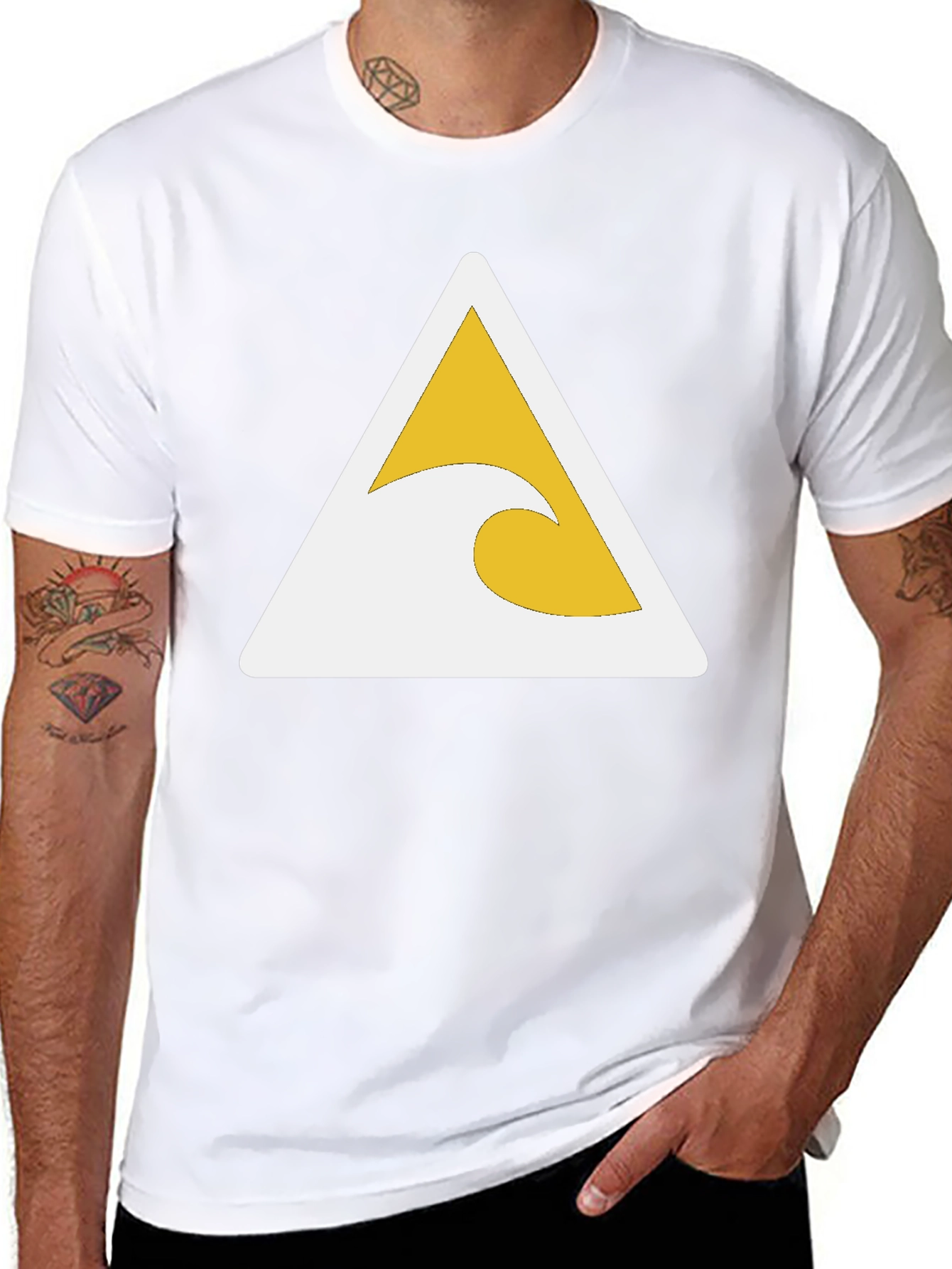 Black T-Shirt with Wave Triangle Graphic