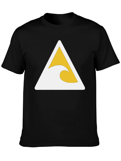Black T-Shirt with Wave Triangle Graphic