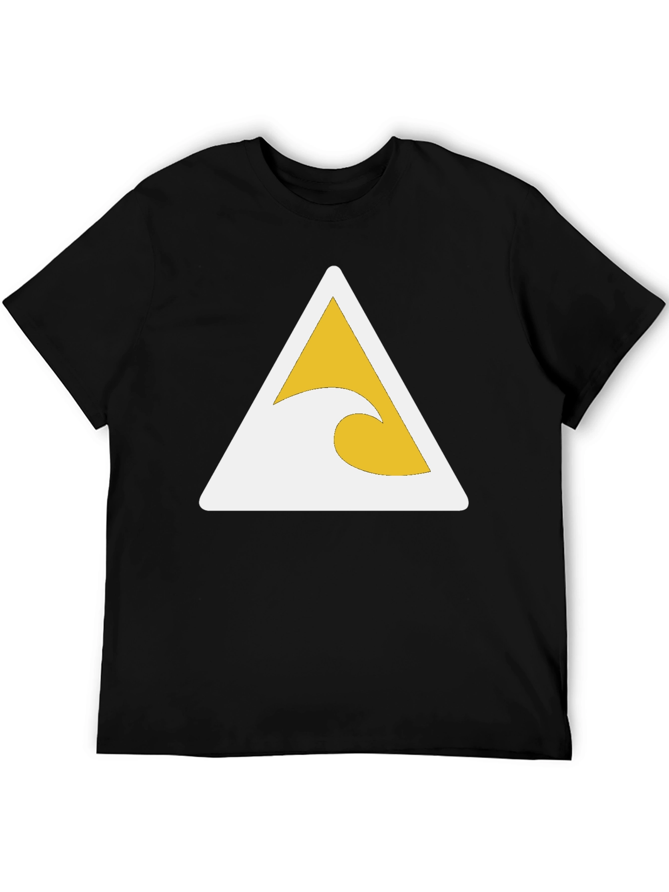 Black T-Shirt with Wave Triangle Graphic