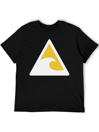 Black T-Shirt with Wave Triangle Graphic