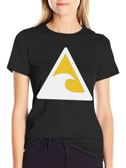 Black T-Shirt with Wave Triangle Graphic