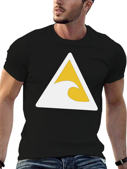Black T-Shirt with Wave Triangle Graphic