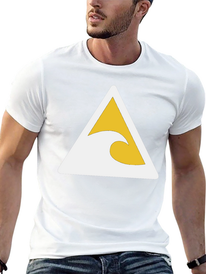 Black T-Shirt with Wave Triangle Graphic
