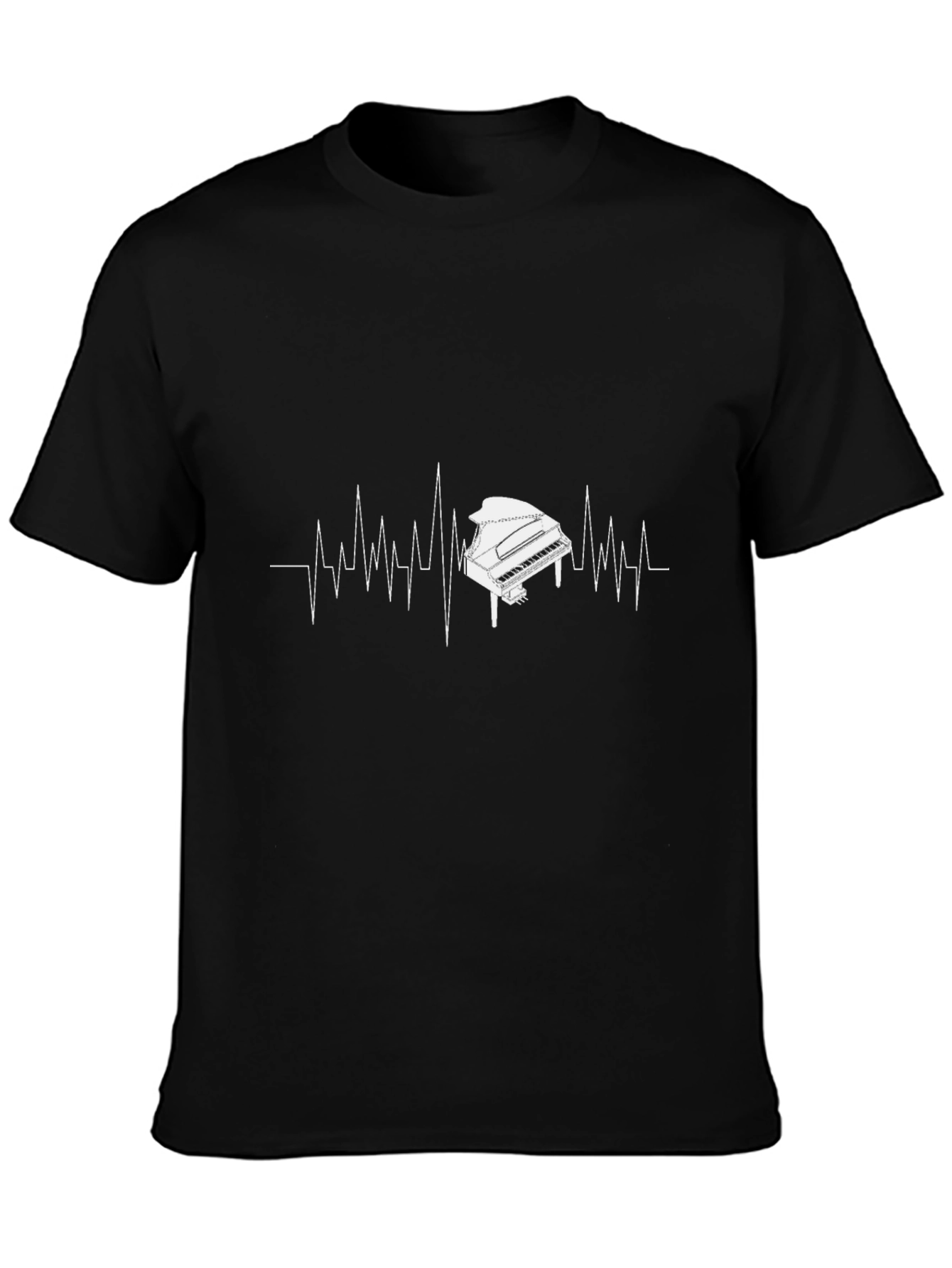 Piano Heartbeat Graphic T-Shirt - Black