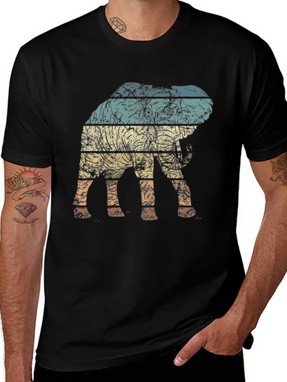 Retro Elephant Graphic Tee - Distressed Print