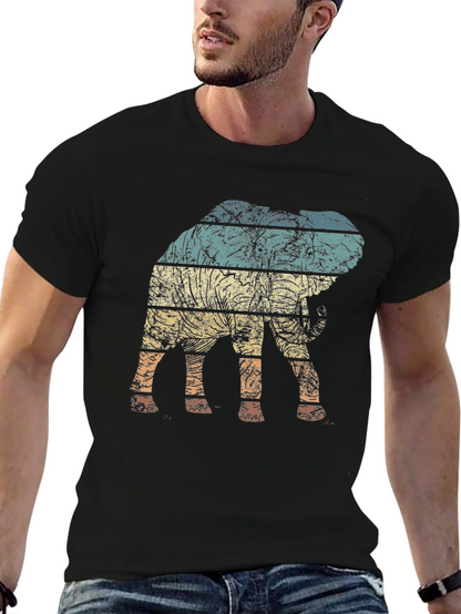 Retro Elephant Graphic Tee - Distressed Print