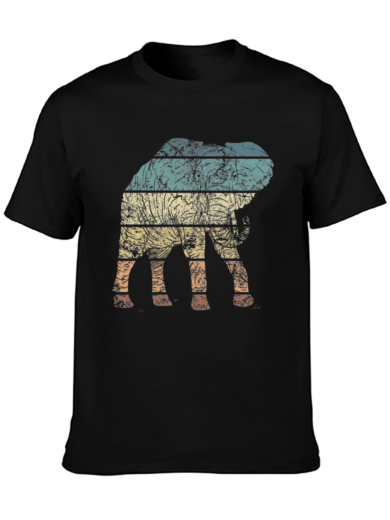 Retro Elephant Graphic Tee - Distressed Print