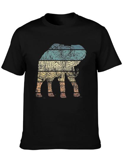 Retro Elephant Graphic Tee - Distressed Print