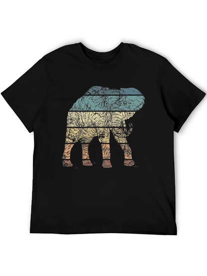 Retro Elephant Graphic Tee - Distressed Print