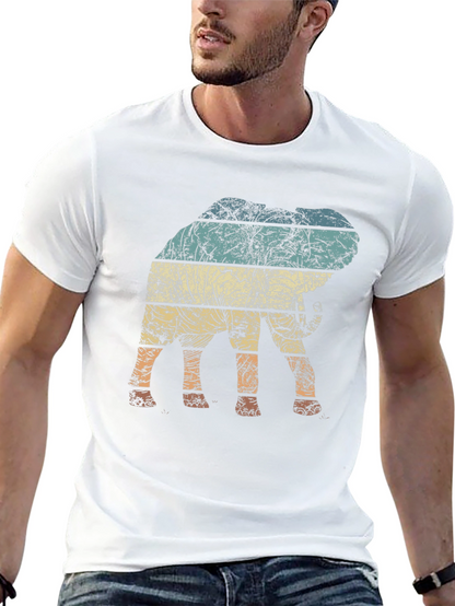 Retro Elephant Graphic Tee - Distressed Print