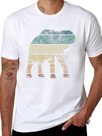 Retro Elephant Graphic Tee - Distressed Print