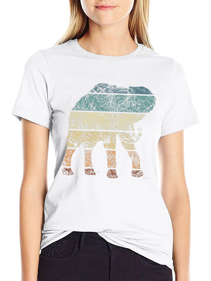 Retro Elephant Graphic Tee - Distressed Print