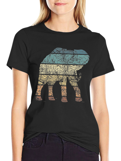 Retro Elephant Graphic Tee - Distressed Print