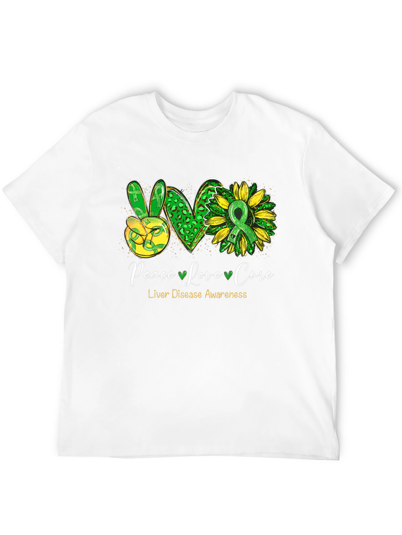 Peace Love Cure Liver Disease Awareness T-Shirt