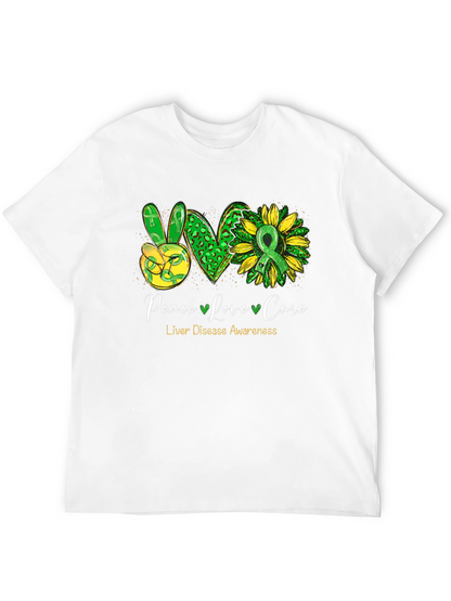 Peace Love Cure Liver Disease Awareness T-Shirt