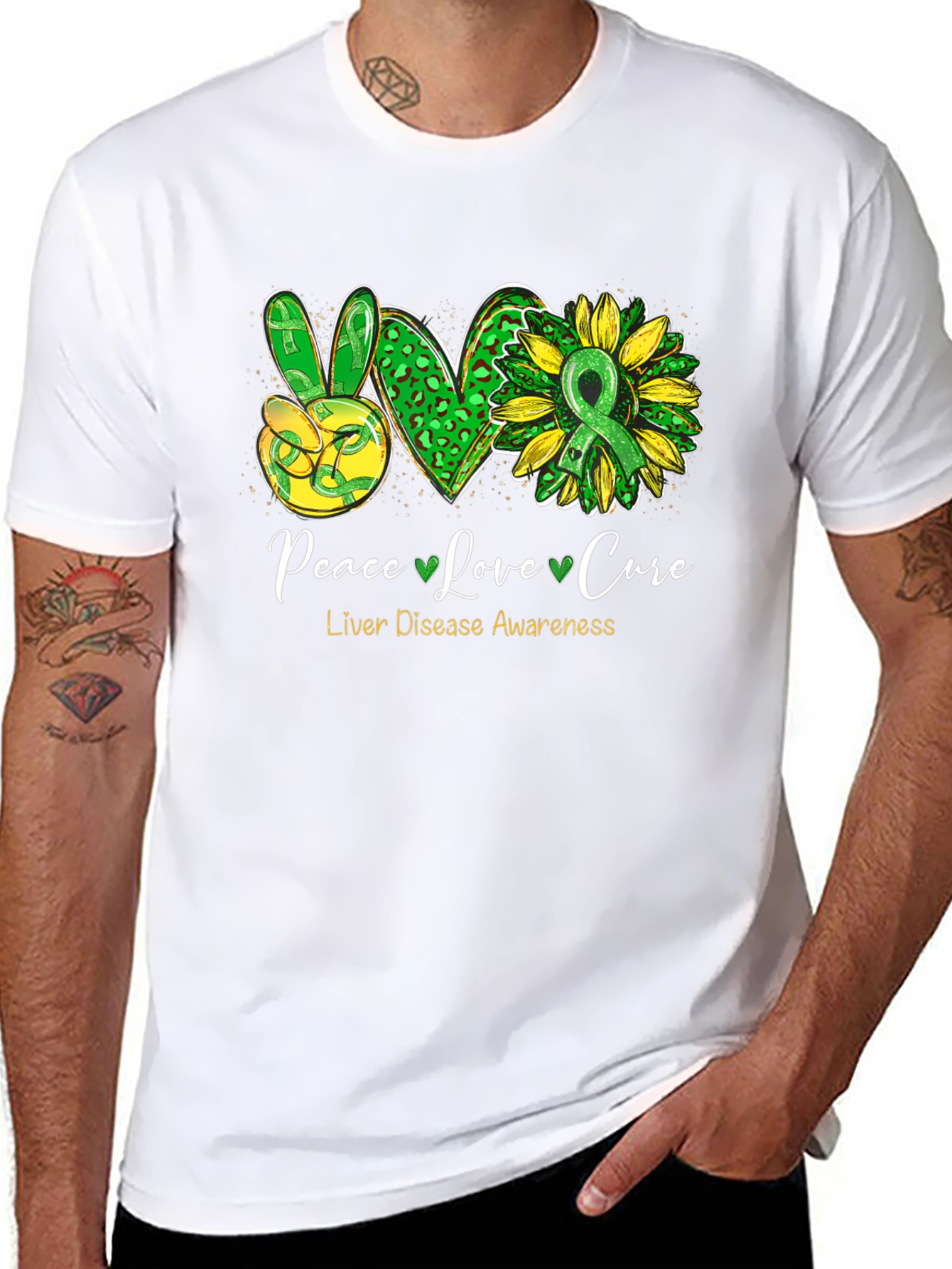 Peace Love Cure Liver Disease Awareness T-Shirt