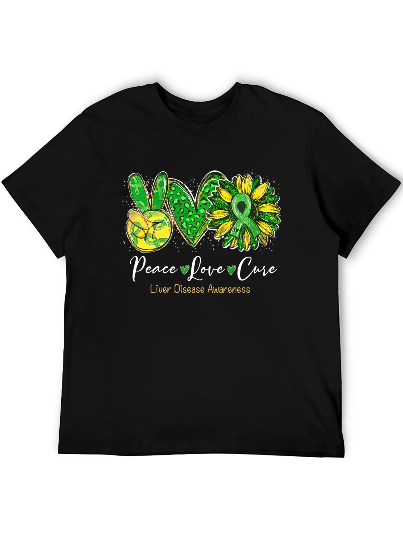 Peace Love Cure Liver Disease Awareness T-Shirt