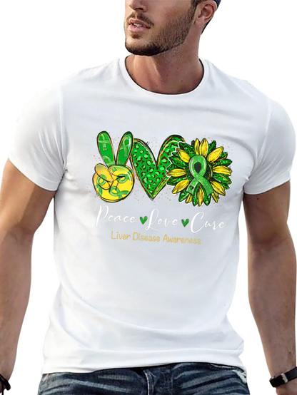 Peace Love Cure Liver Disease Awareness T-Shirt