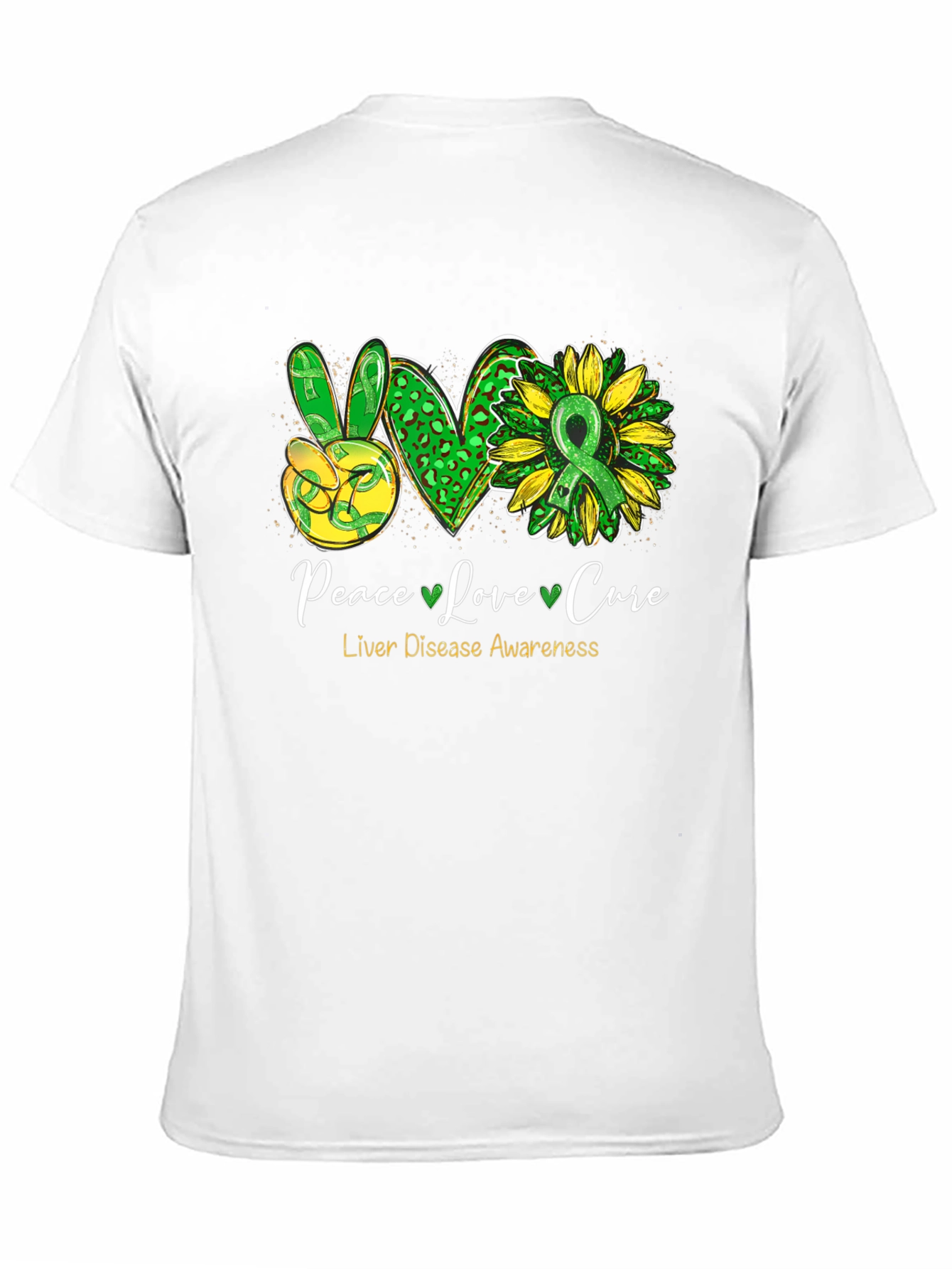 Peace Love Cure Liver Disease Awareness T-Shirt