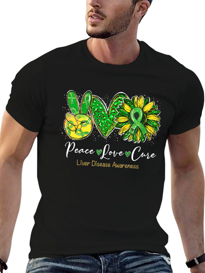 Peace Love Cure Liver Disease Awareness T-Shirt