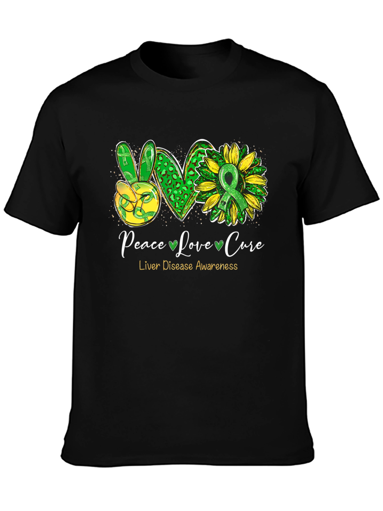 Peace Love Cure Liver Disease Awareness T-Shirt