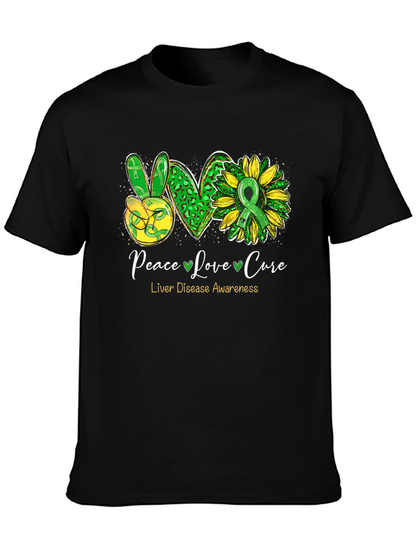 Peace Love Cure Liver Disease Awareness T-Shirt