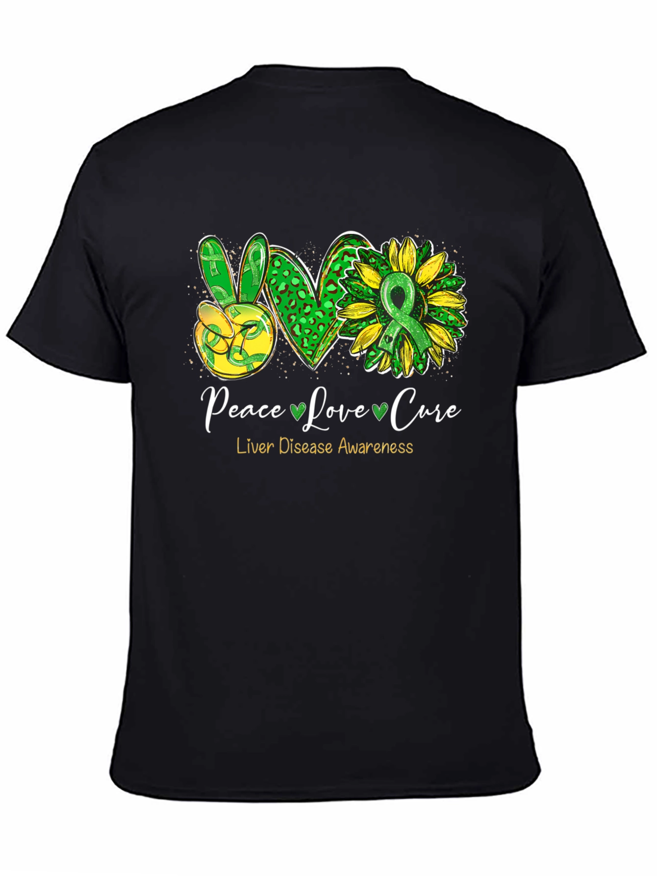 Peace Love Cure Liver Disease Awareness T-Shirt