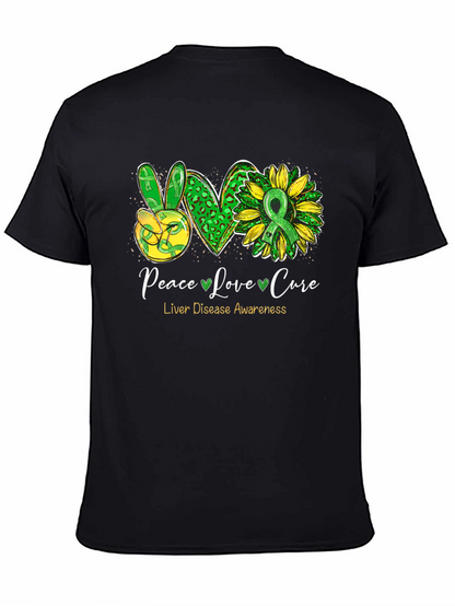 Peace Love Cure Liver Disease Awareness T-Shirt