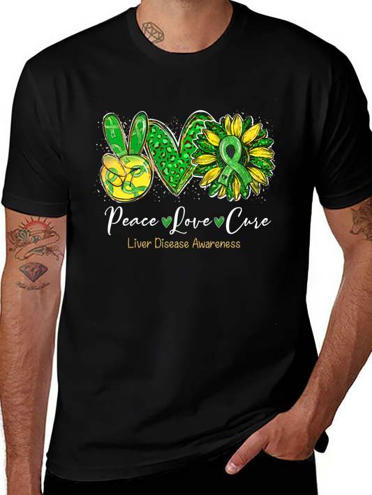 Peace Love Cure Liver Disease Awareness T-Shirt