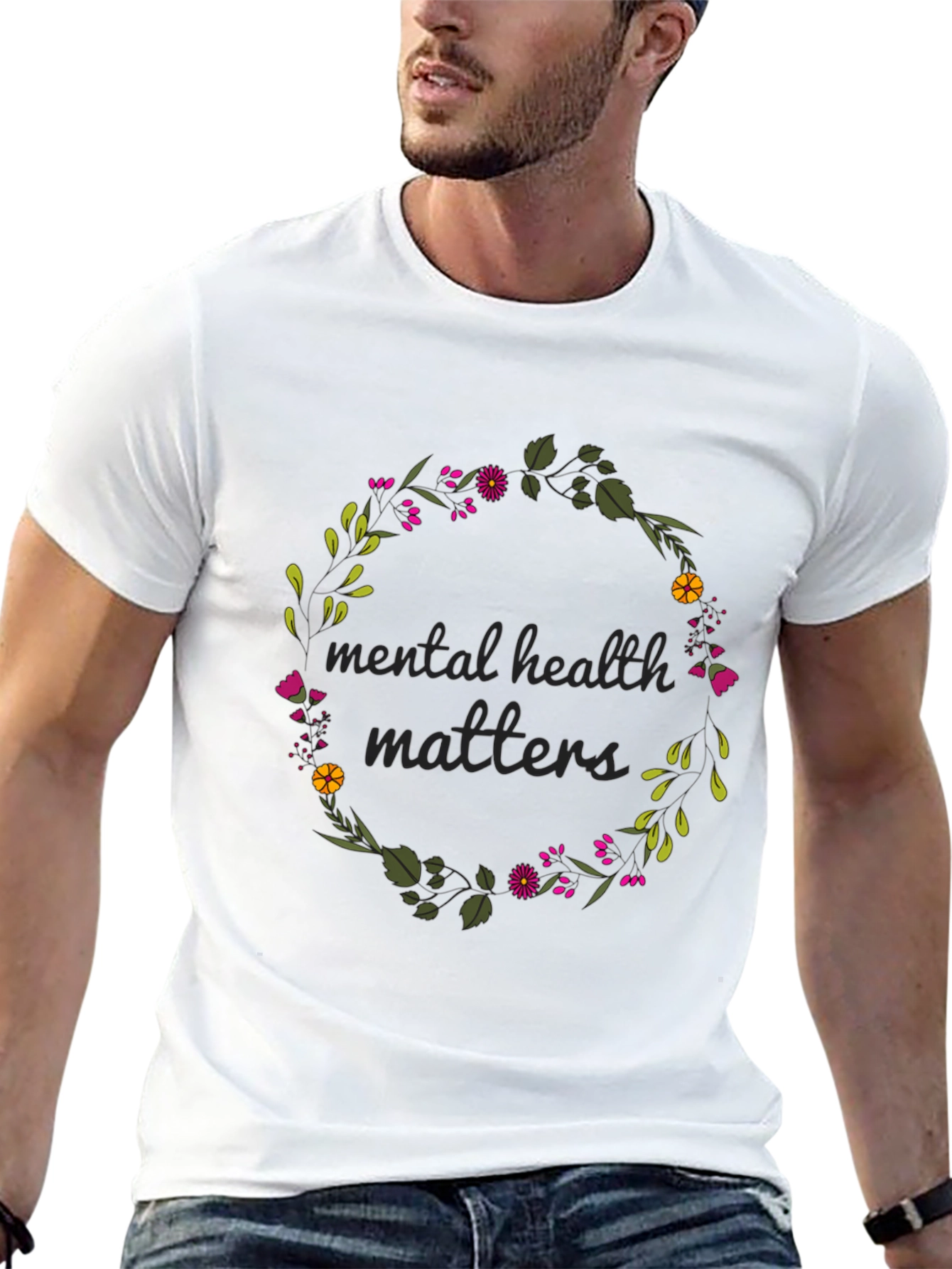 Mental Health Matters Floral Wreath T-Shirt