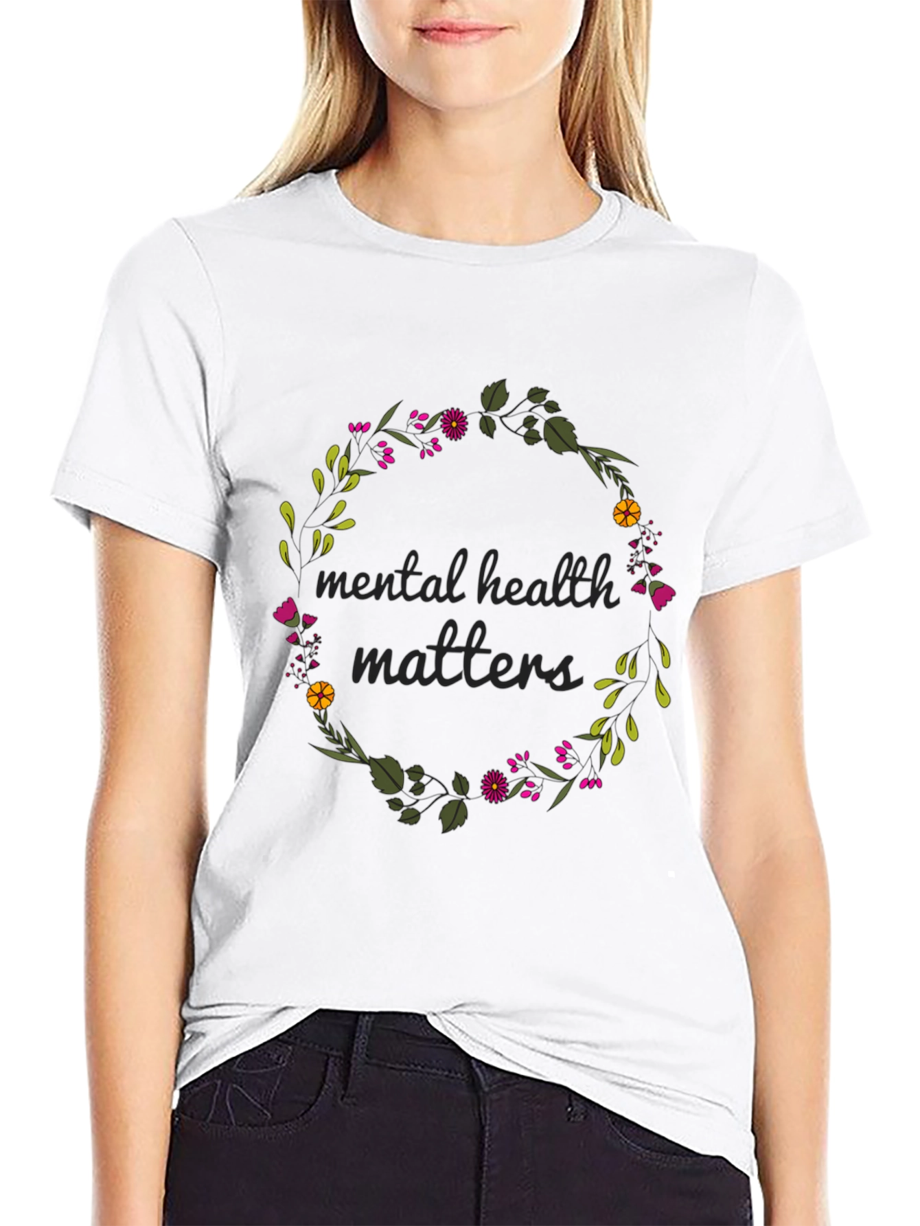 Mental Health Matters Floral Wreath T-Shirt