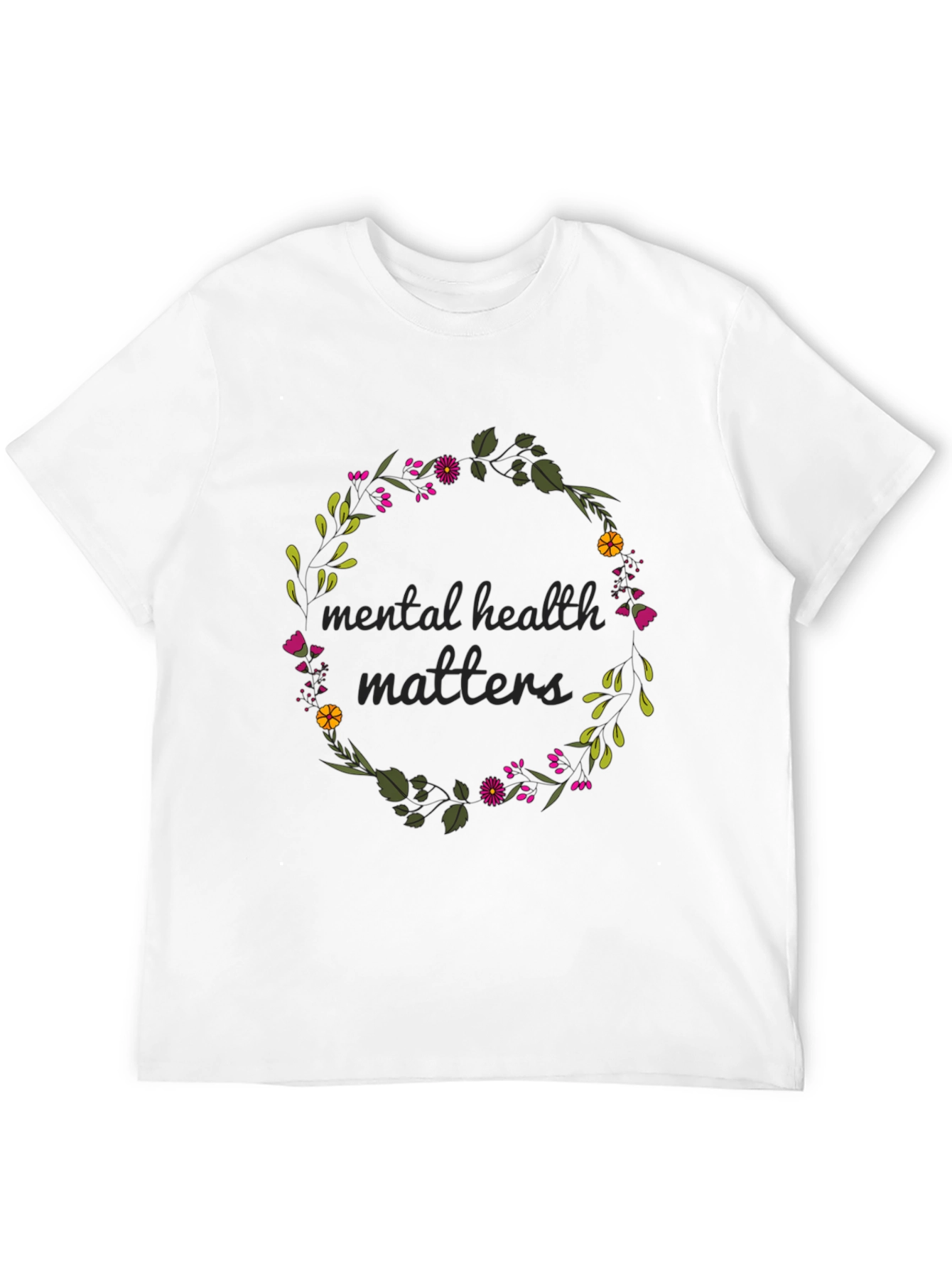 Mental Health Matters Floral Wreath T-Shirt