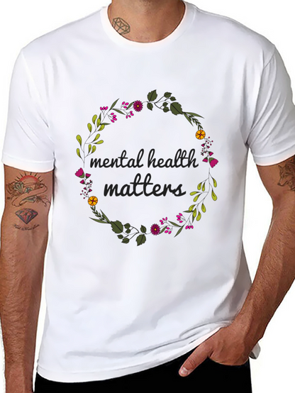 Mental Health Matters Floral Wreath T-Shirt