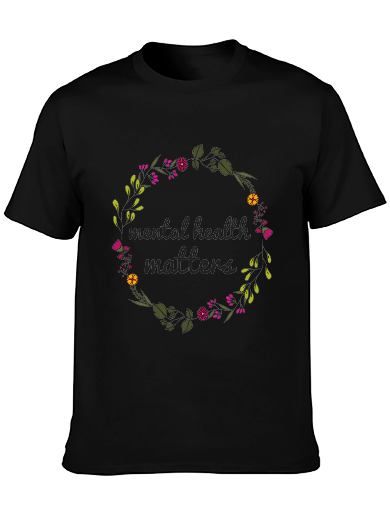 Mental Health Matters Floral Wreath T-Shirt