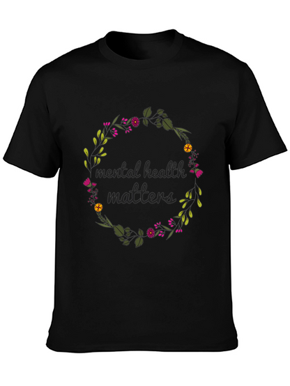 Mental Health Matters Floral Wreath T-Shirt