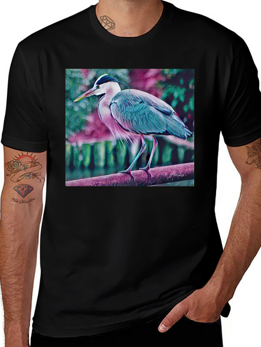 Blue Heron Art Graphic T-Shirt