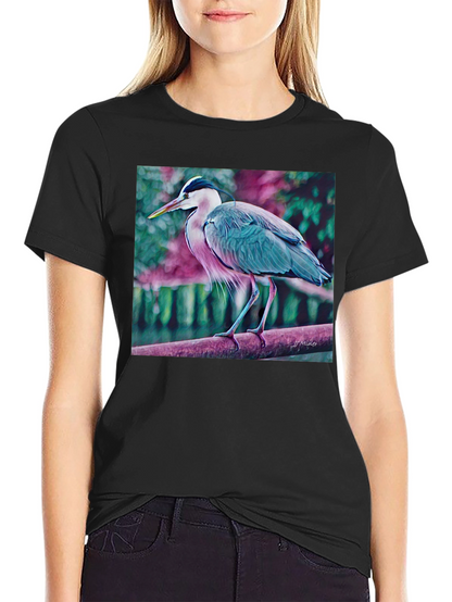 Blue Heron Art Graphic T-Shirt