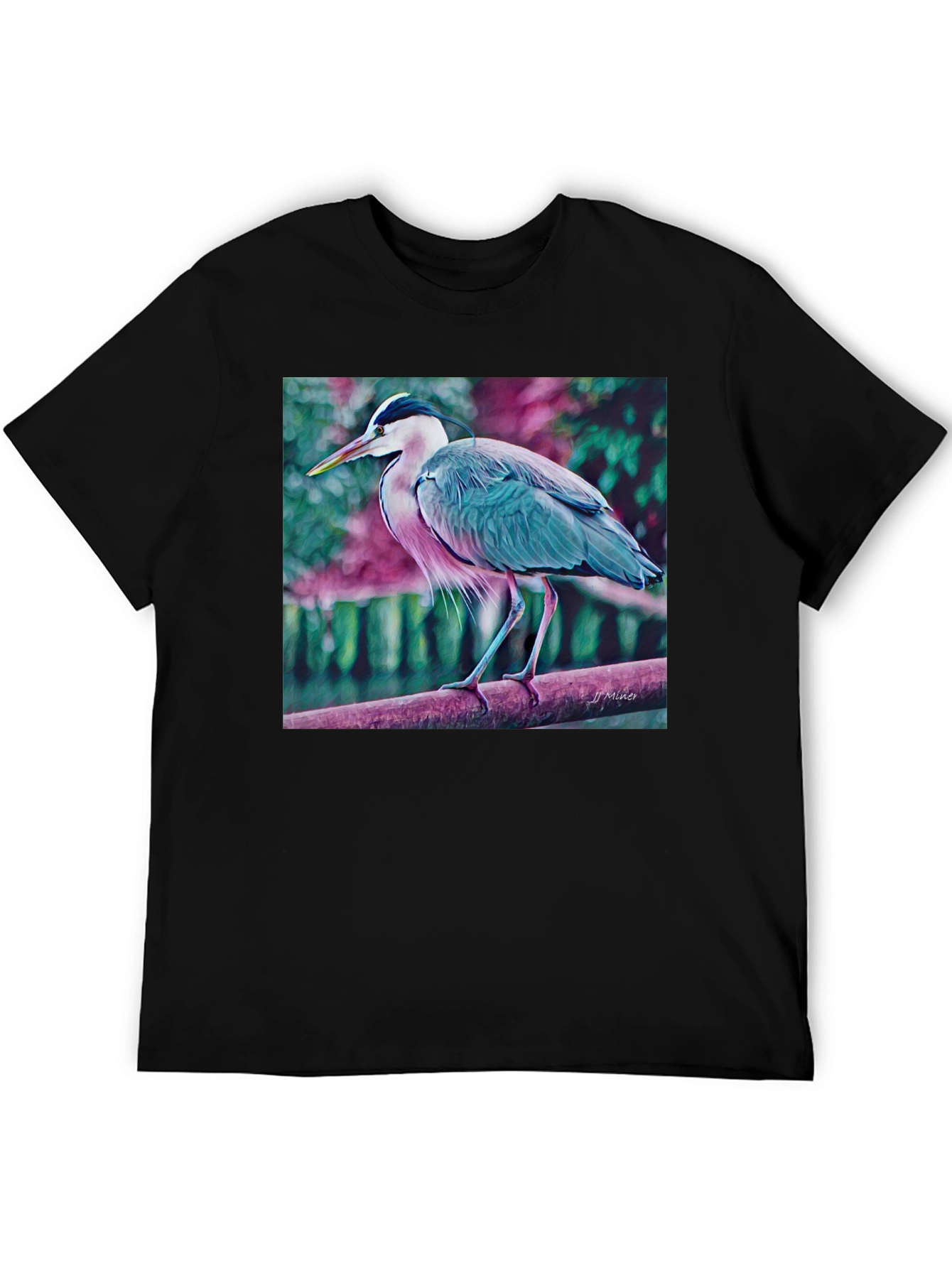 Blue Heron Art Graphic T-Shirt