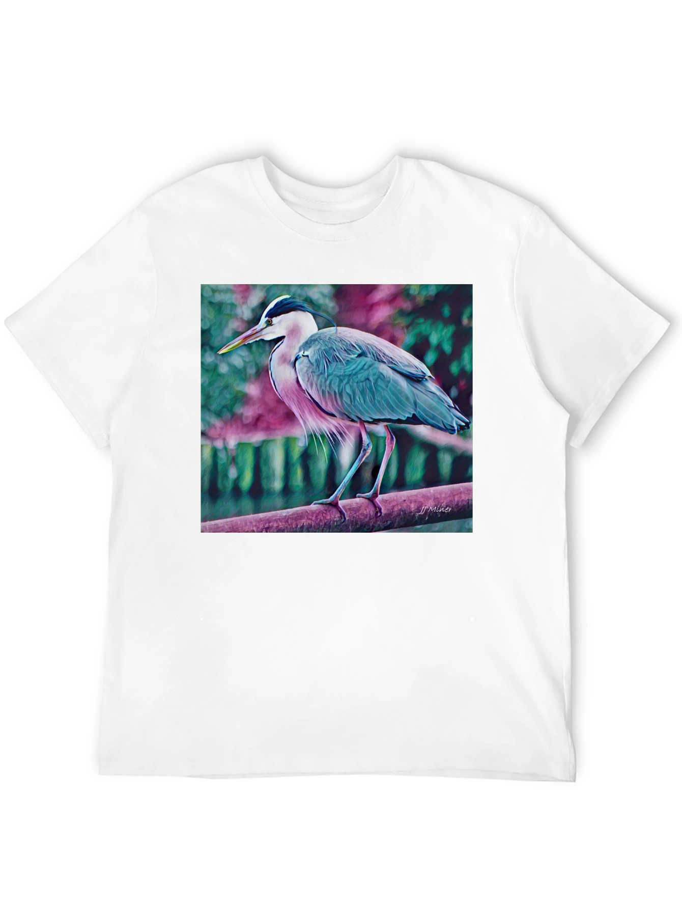 Blue Heron Art Graphic T-Shirt