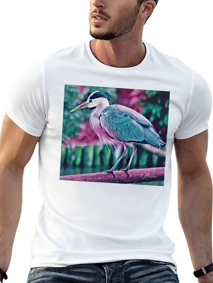 Blue Heron Art Graphic T-Shirt