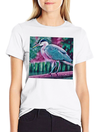 Blue Heron Art Graphic T-Shirt