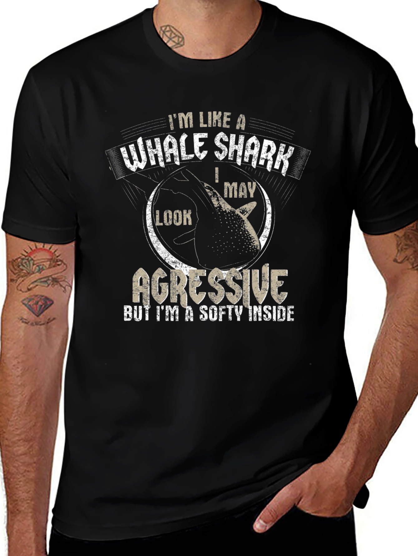 Whale Shark Aggressive Funny Mens T-Shirt
