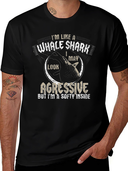 Whale Shark Aggressive Funny Mens T-Shirt