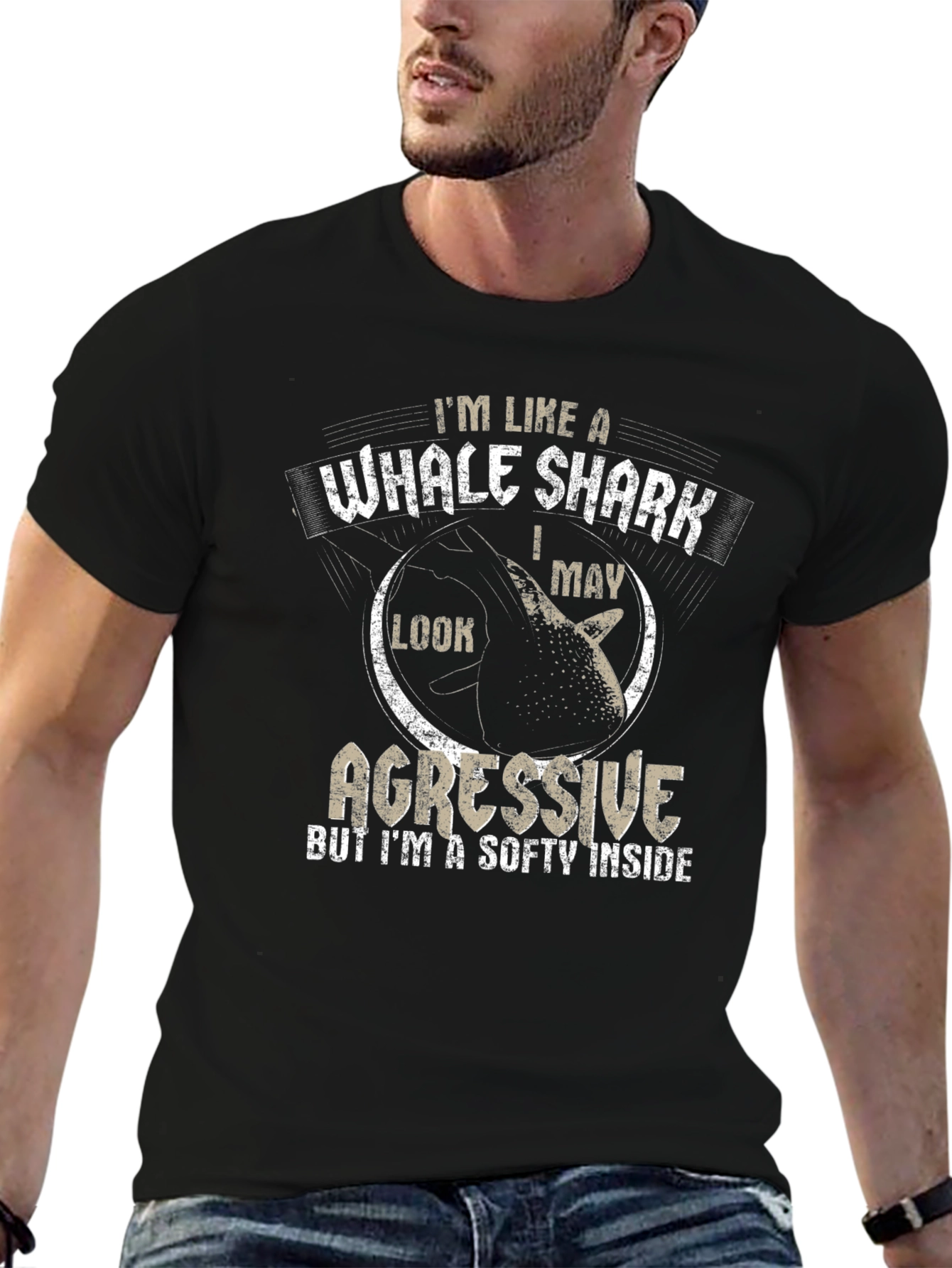Whale Shark Aggressive Funny Mens T-Shirt