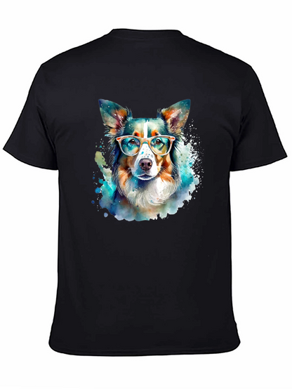 Dog with Glasses Black T-Shirt