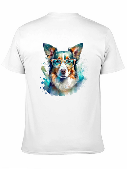 Dog with Glasses Black T-Shirt