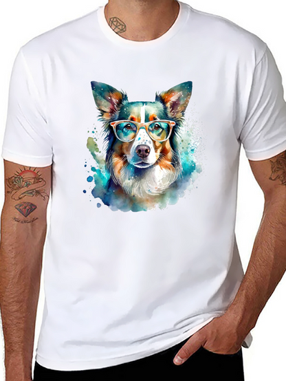 Dog with Glasses Black T-Shirt